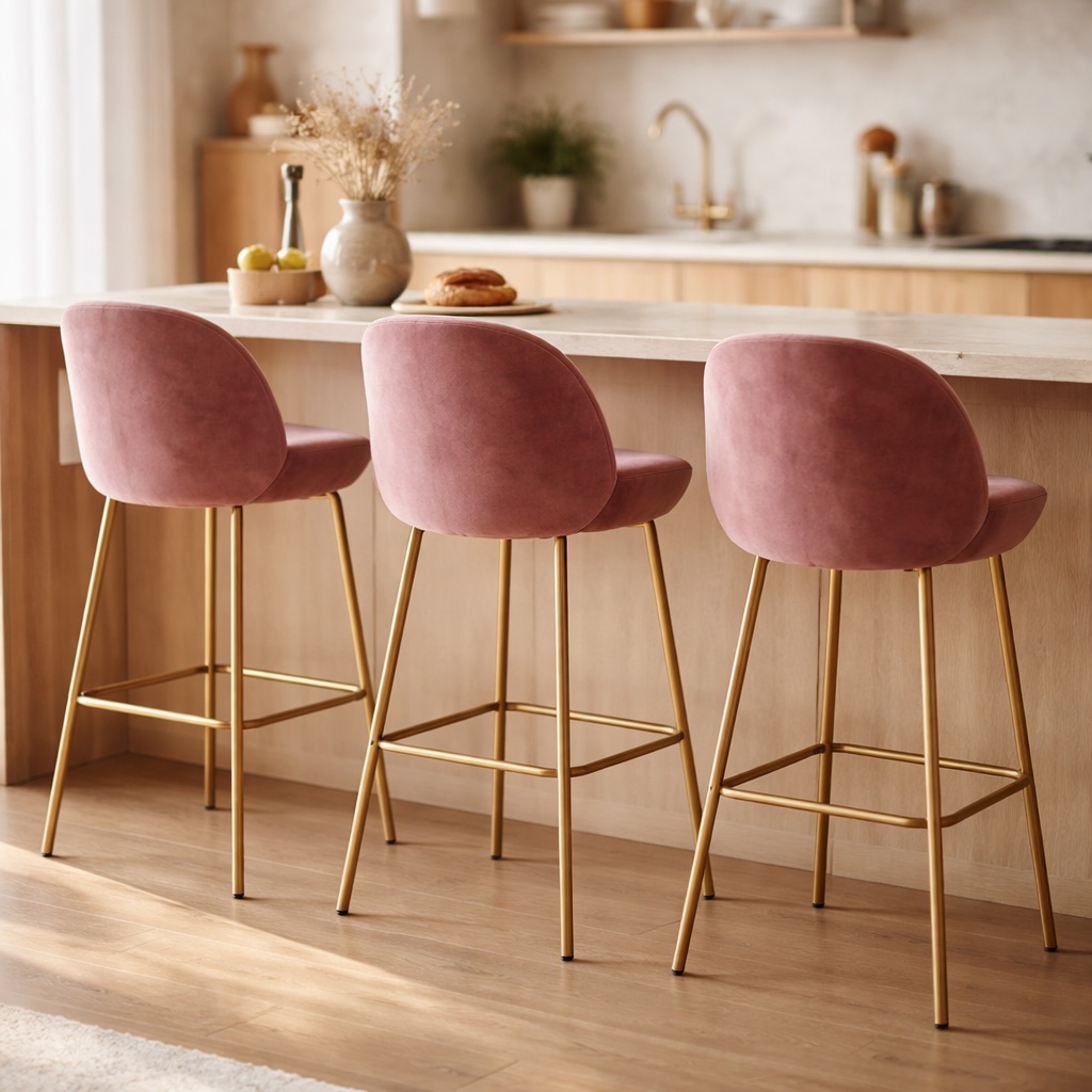 Urban Loft Barhocker mit Rückenlehne Bretagne - Altrosa