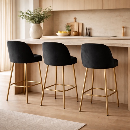 Nordic Living Höhenverstellbarer Barhocker Verona - Schwarz