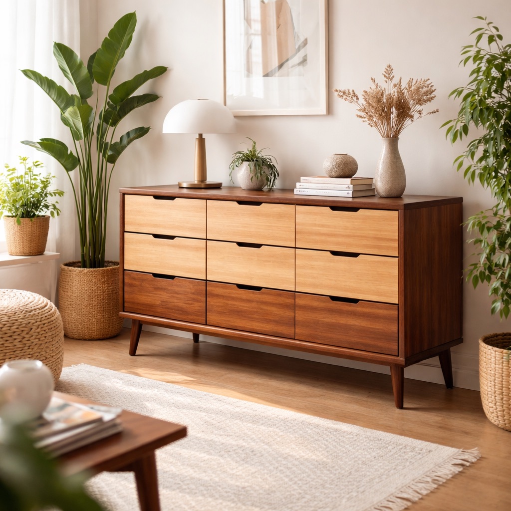 WonenXL Collection Schreibtisch mit Schubladen Brooklyn - Nussbaum