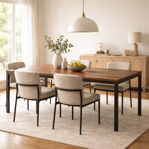 Casa Moderna Runder Esstisch Chelsea - Metall Schwarz 201x94