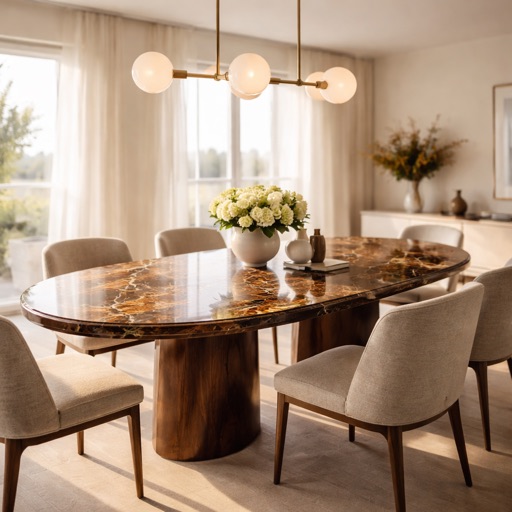 WonenXL Collection Ovaltisch Copenhagen - Marmor 239x96