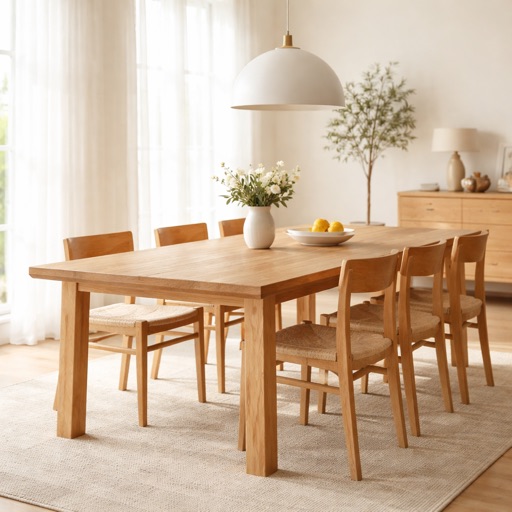 WonenXL Collection Ausziehbarer Esstisch Stockholm - Massive Eiche 112x103