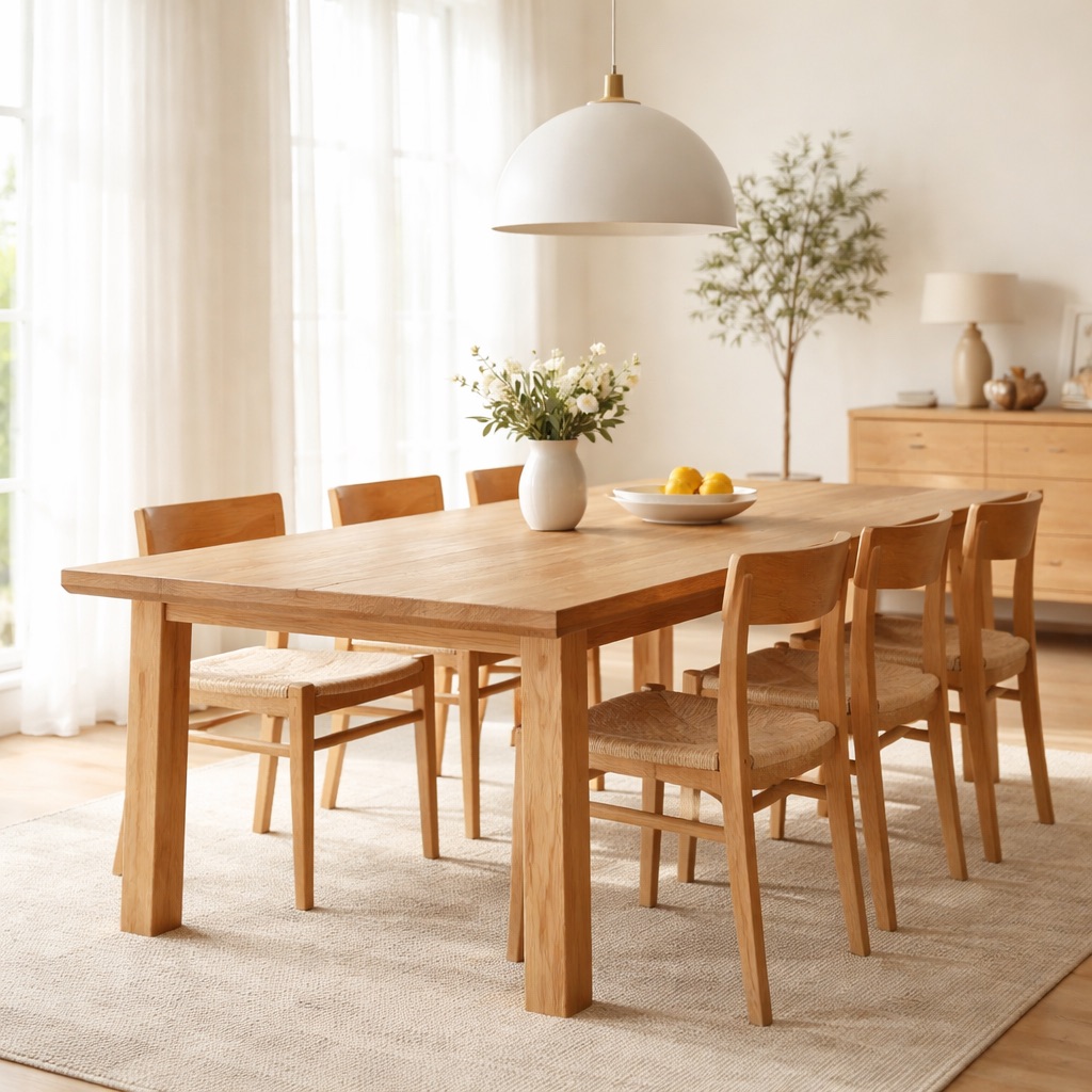 WonenXL Collection Ausziehbarer Esstisch Stockholm - Massive Eiche 112x103