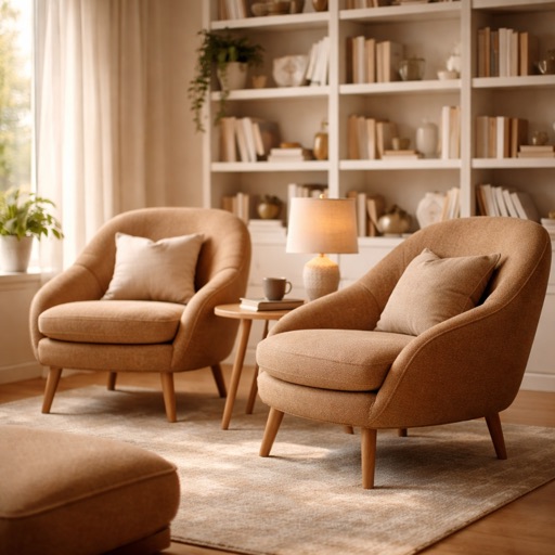 Nordic Living Drehbarer Sessel Kyoto - Camel