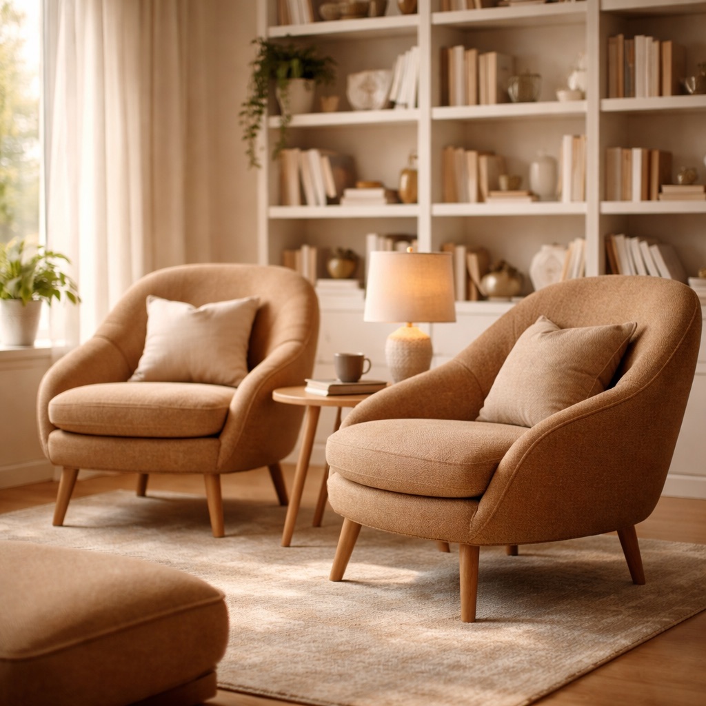 Nordic Living Drehbarer Sessel Kyoto - Camel