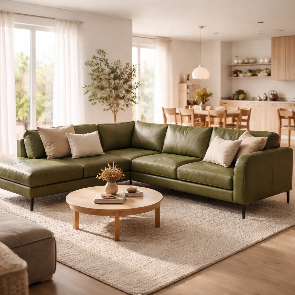 Nordic Living Ecksofa links Nara - Moosgrün