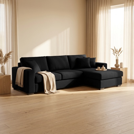 WonenXL Collection Ecksofa rechts Osaka - Schwarz