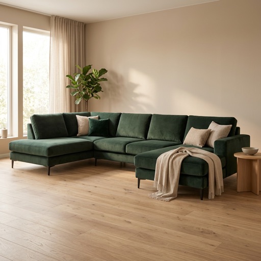 Maison Belle U-Sofa Bergen - Dunkelgrün