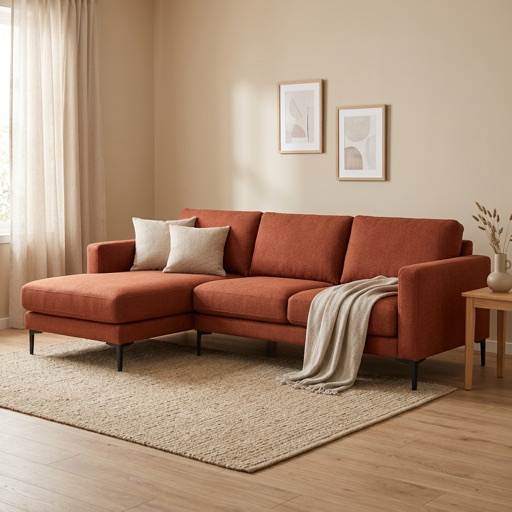 Studio Milano Ecksofa rechts Lyon - Terrakotta