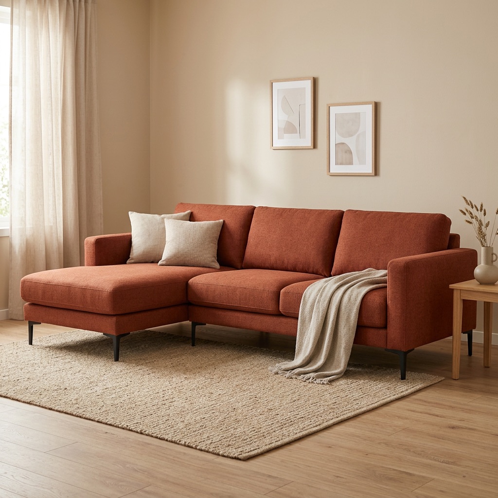 Studio Milano Ecksofa rechts Lyon - Terrakotta