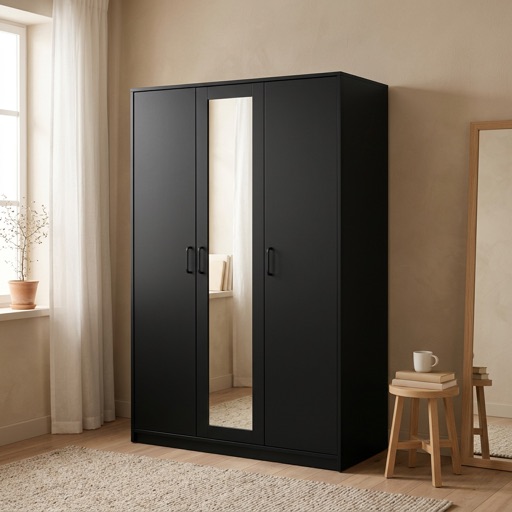 Urban Loft Kleiderschrank 3-türig Bergen - Schwarz