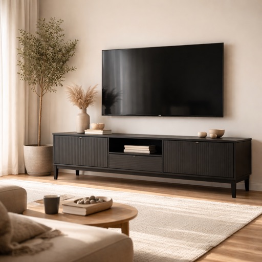 Nordic Living Hängendes TV-Möbel Copenhagen - Schwarz