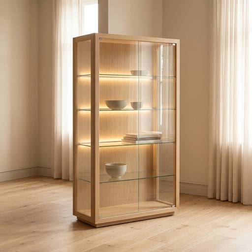 Nordic Living Vitrinenschrank Oslo - Eiche Natur