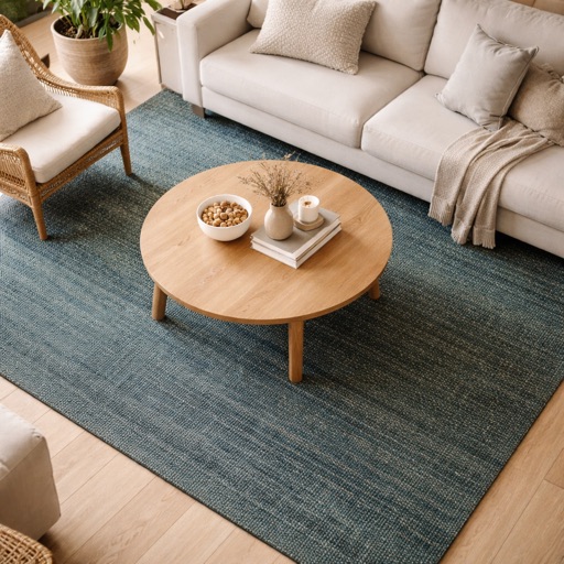 WonenXL Collection Jute-Teppich Firenze - Petrolblau 200x200